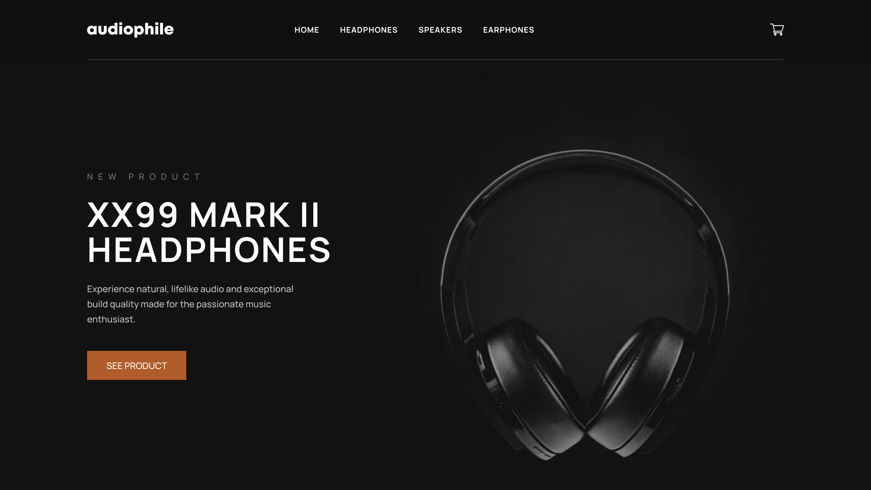 Audiophile storefront home page featuring the XX99 Mark II headphones.